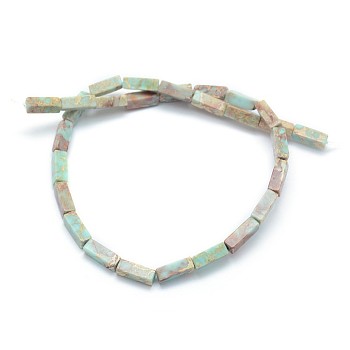 Natural Imperial Jasper Beads Strands, Dyed, Rectangle, Light Cyan, 13.5~14x4~4.5x4~4.5mm, Hole: 1mm, about 28pcs/strand, 15.15 inch(38.5cm)