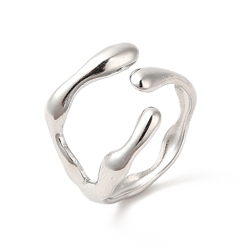 304 Stainless Steel Cuff Finger Ring, Branch Ring for Women, Stainless Steel Color, 3.5~16mm, Inner Diameter: US Size 6 3/4(17.1mm)