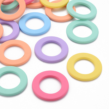 Rubberized Style Acrylic Linking Rings, Ring, Mixed Color, 34.5x3.5mm, Inner Diameter: 20.5mm