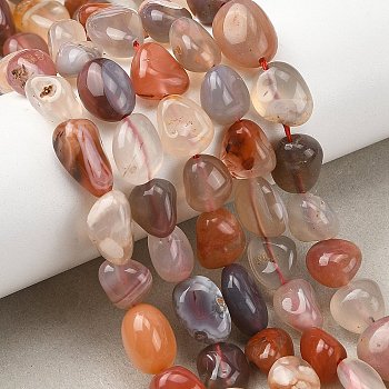 Natural Agate Beads Strands, Nuggets, Tumbled Stone, 8~16x8~10x3~9mm, Hole: 1mm, bout 36~41pcs/strand, 15.08''~15.87''(38.3~40.3cm)