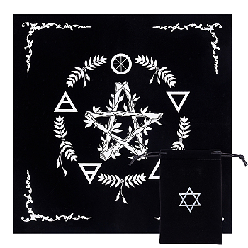 CREATCABIN 2Pcs 2 Style Cloth Square Altar Tarot Tablecloth, Pentagram Star Moon Tablecloth, with Velvet Jewelry Pouches Bags, Star Pattern, 18~490x11.5~490x0.15~1mm, 1pc/style