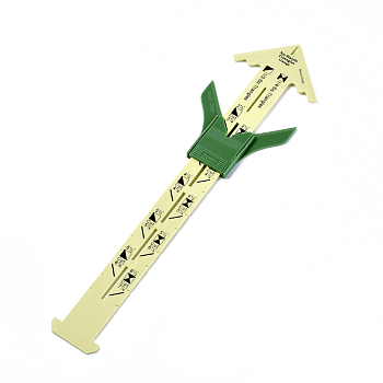 Plastic 5-in-1 Sliding Gauge Measuring Sewing Ruler Tool, Yellow Green, 300x77x7mm