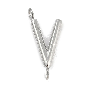 304 Stainless Steel Letter Connector Charms, Stainless Steel Color, Letter V, 12x5x2mm, Hole: 1.2mm