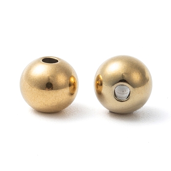 Ion Plating(IP) 304 Stainless Steel Beads, Round, Real 18k Gold Plated, 8mm, Hole: 2.2mm