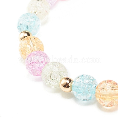 Candy Color Round Beaded Stretch Bracelet with Heart Unicorn Charm for Women(X-BJEW-JB07636-04)-6