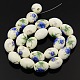 Handmade Flower Printed Porcelain Oval Beads Strands(PORC-L005-B-11)-2