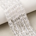 Natural Quartz Crystal Rock Crystal Beads Strands, Faceted Table Cut Cube Beads, 6.5x6.5x6mm, Hole: 1mm, about 58pcs/strand, 14.37''(36.5cm)(GG-CBA4808-B03-03)