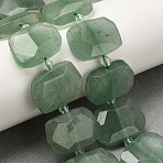 Natural Green Aventurine Beads Strands, Faceted, Oval, 17~22x11~18x6~8mm, Hole: 1.2mm, about 21~22pcs/strand, 15.23 inch~15.35 inch(38.7~39cm)(G-P434-25)