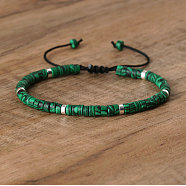 Synthetic Malachite Beaded Braided Bracelets, Adjustable Women's Bracelets, (QH4784-24)