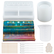 Olycraft DIY Penholder & Pen Pot Silicone Mold Kits, Include 3ML Disposable Plastic Dropper, Wooden Craft Sticks & Measuring Cup & Iron Tweezers, Mixed Color, 14pcs/set(DIY-OC0002-80)