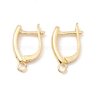 Brass Hoop Earring Findings with Latch Back Closure, with Horizontal Loops, Cadmium Free & Lead Free, Long-Lasting Plated, Real 18K Gold Plated, 20x13x3mm, Hole: 2mm, Pin: 1mm(KK-P217-23G)