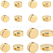 80Pcs 4 Style Rack Plating Brass Spacer Beads, Flat Round, Real 14K Gold Plated, 4~8x2.5~3mm, Hole: 1.2~1.4mm, 20pcs/style(KK-BC0007-85)