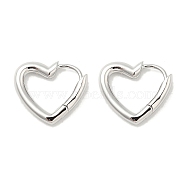 Brass Hoop Earrings, Long-Lasting Plated, Lead Free & Cadmium Free, Heart, Platinum, 3x15.5mm(EJEW-M260-07P)