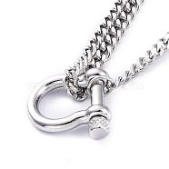 Stainless Steel Pendant Necklaces, with Curb Chains, Lobster Claw Clasps and Shackle Clasps, Stainless Steel Color, 18.39 inch(46.7cm)(NJEW-M181-13P)