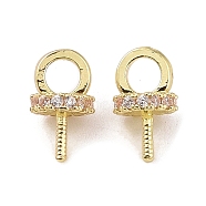 Brass with Cubic Zirconia Peg Bails, Rings, Real 14K Gold Plated, 9x5x5mm, Hole: 2.5mm, Pin: 0.5mm(KK-B087-13A-G)