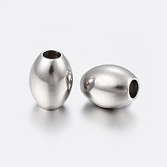 201 Stainless Steel Beads, Oval, Stainless Steel Color, 5x6.5mm, Hole: 2mm(STAS-K172-14P-01A)