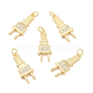 Eco-Friendly Brass Micro Pave Cubic Zirconia Pendants, Long-Lasting Plated, Lead Free & Cadmium Free & Nickel Free, Real 18K Gold Plated, Real 18K Gold Plated, 22.5x9x3mm, Hole: 3mm(KK-K268-16G)