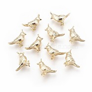 Brass Charms, Nickel Free, Real 18K Gold Plated, Bird, 12.5x8.5x4mm, Hole: 1mm(X-KK-S314-24G)