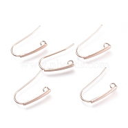 304 Stainless Steel Earring Hooks, with Horizontal Loop, Flat Ear Wire, Rose Gold, 18.5x13.5x3.5mm, Hole: 1.5mm, 20 Gauge, Pin: 0.8mm(STAS-K211-02RG)