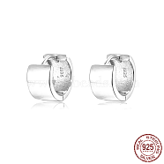 Rhodium Plated Platinum 925 Sterling Silver Hoop Earrings, with S925 Stamp, Platinum, 10x5mm(MO1204-2)