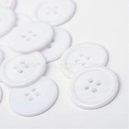 4-Hole Plastic Buttons, Flat Round, White, 22x2mm, Hole: 2mm(BUTT-R034-052K)
