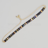 Vintage Ethnic Style Glass Tila Beaded Handmade Slider Bracelets for Women, Colorful, 11 inch(28cm)(ZN9527-3)