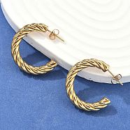 304 Stainless Steel Half Hoop Earrings, Stud Earrings, Hypoallergenic Earrings, with Ear Nut, Twisted, Ring, Golden, 31.5x5mm, Pin: 0.5mm(X-EJEW-F257-10G)