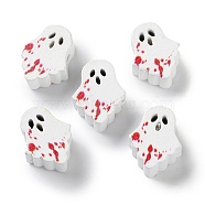 Printed Wood Beads, Halloween Theme Beads, Red, Ghost, 17.5x14x8mm, Hole: 2mm(WOOD-Z002-15A)