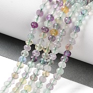 Natural Fluorite Beads Strands, Faceted, Rondelle, 3x4x3mm, Hole: 0.7mm, about 130pcs/strand, 15.43 inch(39.2cm)(G-N342-23)