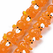 Transparent Handmade Bumpy Lampwork Beads Strands, Bear, Coral, 19~20x14.5~16.5x16~17.5mm, Hole: 2mm, about 25pcs/strand, 10.79 inch(27.4cm)(LAMP-T007-19-B06)