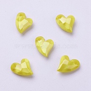 Acrylic Pendants, Imitation Pearl, Heart, Faceted, Yellow, 11x9x4mm, Hole: 0.5mm(X-MACR-P120-11mm-P25)