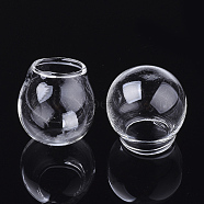 Handmade Blown Glass Globe Ball Bottles, for Glass Vial Pendants Making, Round, Clear, 21~22x19~20mm, Half Hole: 8.5mm(BLOW-T001-30A)