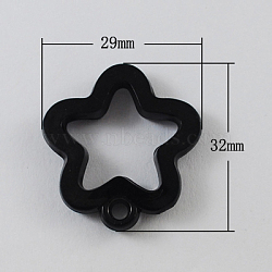Acrylic Pendants, Flower, Black, 32x29x5mm, Hole: 3mm, about 340pcs/500g(TACR-R7-8)