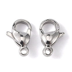304 Stainless Steel Lobster Claw Clasps, Parrot Trigger Clasps, Stainless Steel Color, 13x8x4mm, Hole: 1.5mm(STAS-M262-01-13mm)