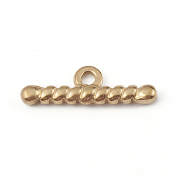 Ion Plating(IP) 304 Stainless Steel Toggle Clasps Parts, Bar, Golden, 21x6.5x2.8mm, Hole: 2mm(STAS-D170-02G)