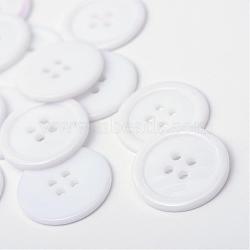 4-Hole Plastic Buttons, Flat Round, White, 22x2mm, Hole: 2mm(BUTT-R034-052K)