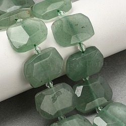 Natural Green Aventurine Beads Strands, Faceted, Oval, 17~22x11~18x6~8mm, Hole: 1.2mm, about 21~22pcs/strand, 15.23 inch~15.35 inch(38.7~39cm)(G-P434-25)
