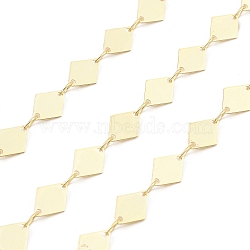 Brass Rhombus Link Chains, Unwelded, with Spool, Real 18K Gold Plated, 9x6x0.2mm(CHC-M025-11G)