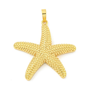 Rack Plating Brass Pendants, Cadmium Free & Lead Free, Long-Lasting Plated, Starfish Charms, Real 18K Gold Plated, 31x30.5x4.5mm, Hole: 5x3mm