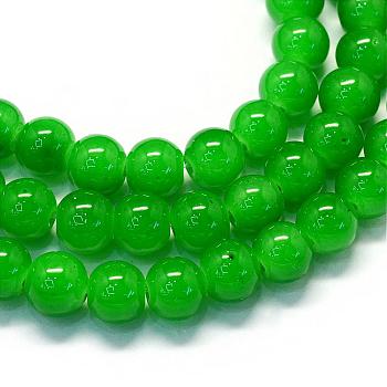 Baking Painted Imitation Jade Glass Round Bead Strands, Green, 8.5~9mm, Hole: 1.5mm, about 100~105pcs/strand, 31.8 inch