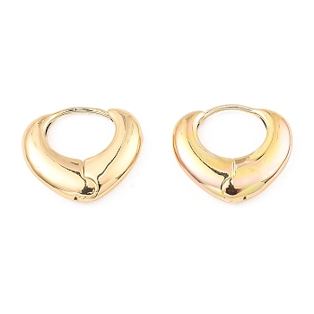 Brass Hoop Earrings, Teardrop, Light Gold, 17x19x4mm