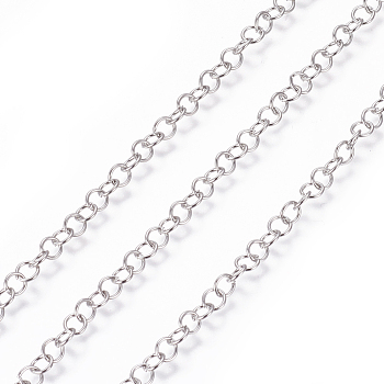 3.28 Feet 304 Stainless Steel Rolo Chains, Belcher Chain, Unwelded, Stainless Steel Color, 3.7mm, Links: 3.7x0.6mm