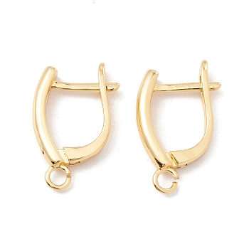 Brass Hoop Earring Findings with Latch Back Closure, with Horizontal Loops, Cadmium Free & Lead Free, Long-Lasting Plated, Real 18K Gold Plated, 20x13x3mm, Hole: 2mm, Pin: 1mm