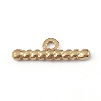 Ion Plating(IP) 304 Stainless Steel Toggle Clasps Parts, Bar, Golden, 21x6.5x2.8mm, Hole: 2mm