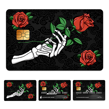 Plastic Waterproof Card Stickers, Self-adhesion Card Skin for Bank Card Decor, Rectangle, June Rose, 140x190mm