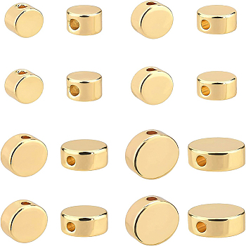 80Pcs 4 Style Rack Plating Brass Spacer Beads, Flat Round, Real 14K Gold Plated, 4~8x2.5~3mm, Hole: 1.2~1.4mm, 20pcs/style