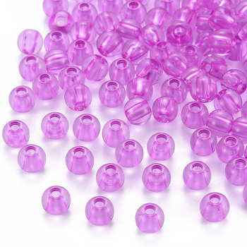 Transparent Acrylic Beads, Round, Violet, 6x5mm, Hole: 1.8mm, about 4400pcs/500g