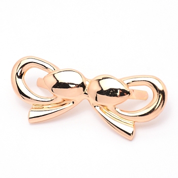Iron Buckle Clips, for Shoes and Bag Decoration, Bag Accessories, Bowknot, Light Gold, 25x60x16mm