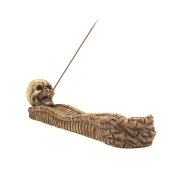 Resin Incense Burners, Skeleton Incense Holders, Home Office Teahouse Zen Buddhist Supplies, Bisque, 42x250x53mm