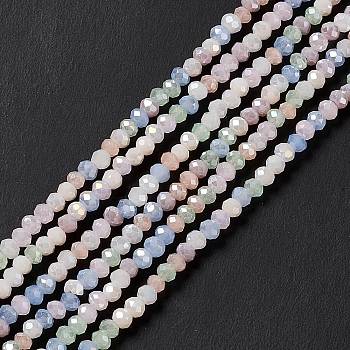 Electroplate Glass Beads Strands, AB Color Plated, Faceted, Abacus, Colorful, 3x2.5mm, Hole: 0.7mm, about 185pcs/strand, 17.32 inch(44cm)